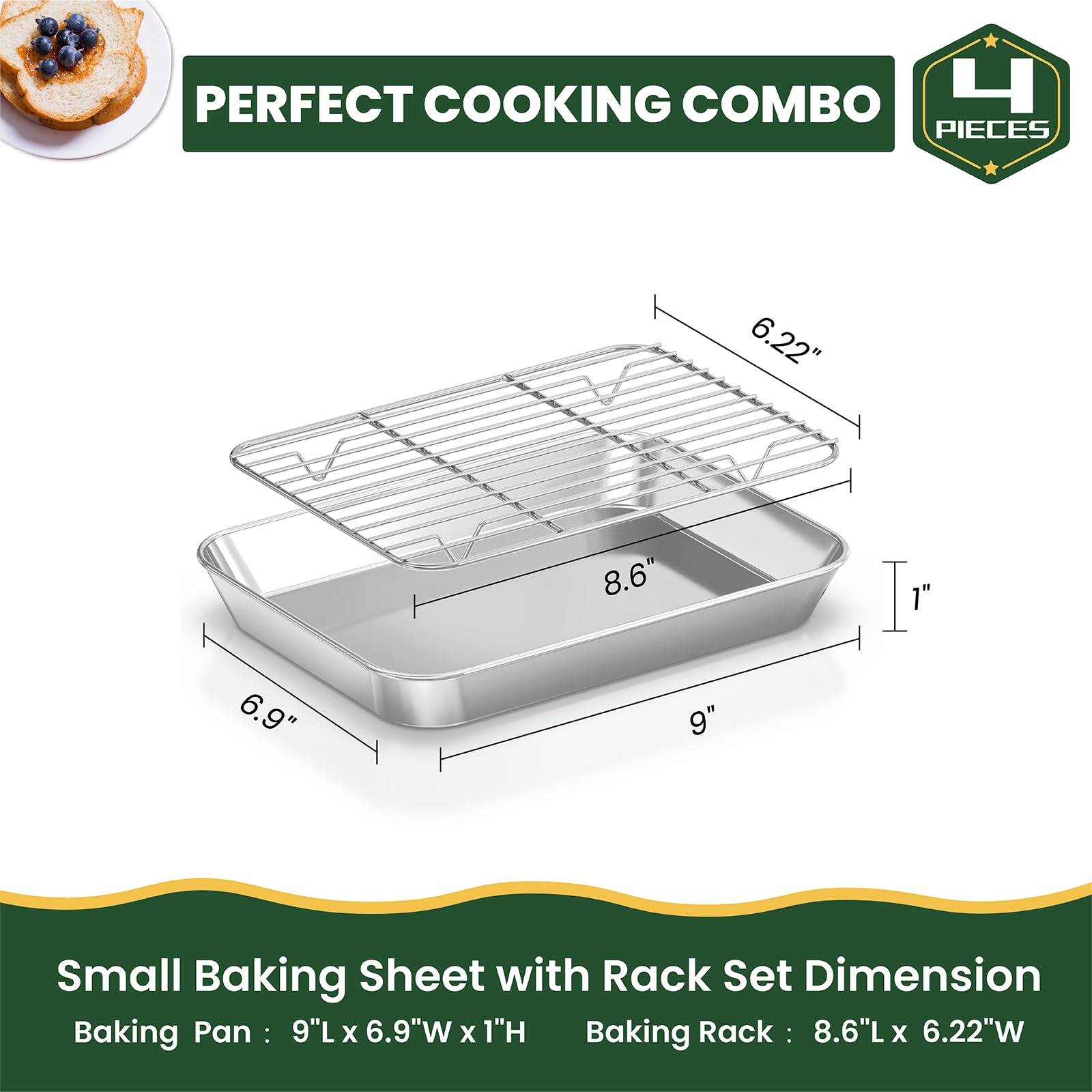 Fire More Baking Tray with Wire Rack, Stainless Steel Cookie Sheet Pan Set - Image 2