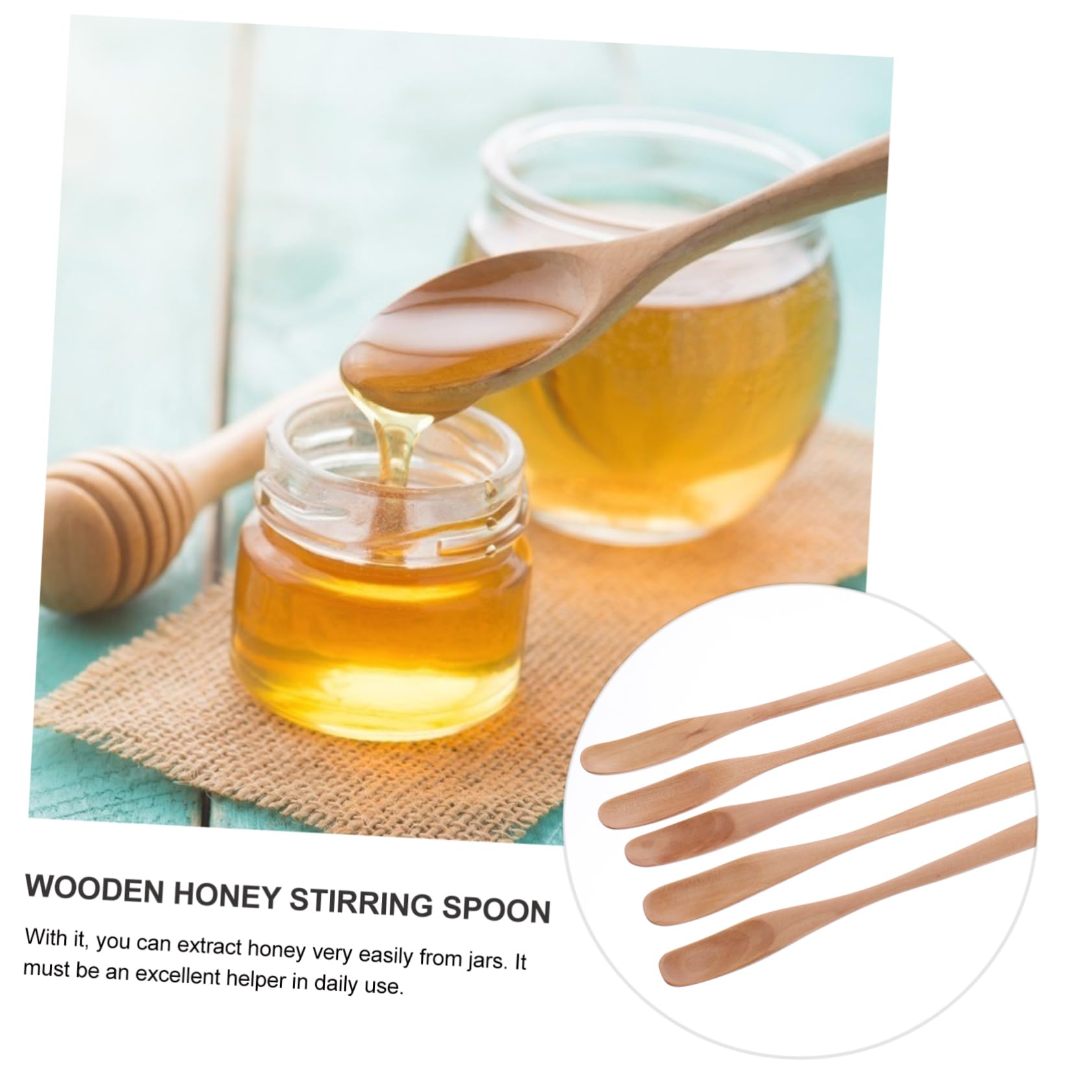 NAMOARLY 5pcs Wooden Mixing Spoon Spoons for Tea Mini Scoop Cocktail Syrups Espresso Spoons Tea Spoon Honey Stirrer Condiment Scoop Syrup Stirrer Spoons for Honey Syrup for Cocktails