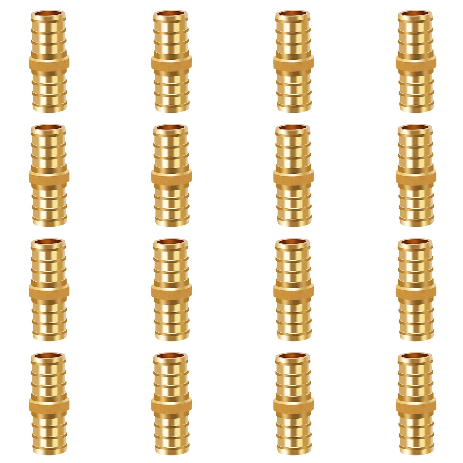 Horiznext 1/2 inch pex straight fitting, brass coupling adapts water pipes connect tubing with a crimp ring quick manifold push into hose.(16 pcs)