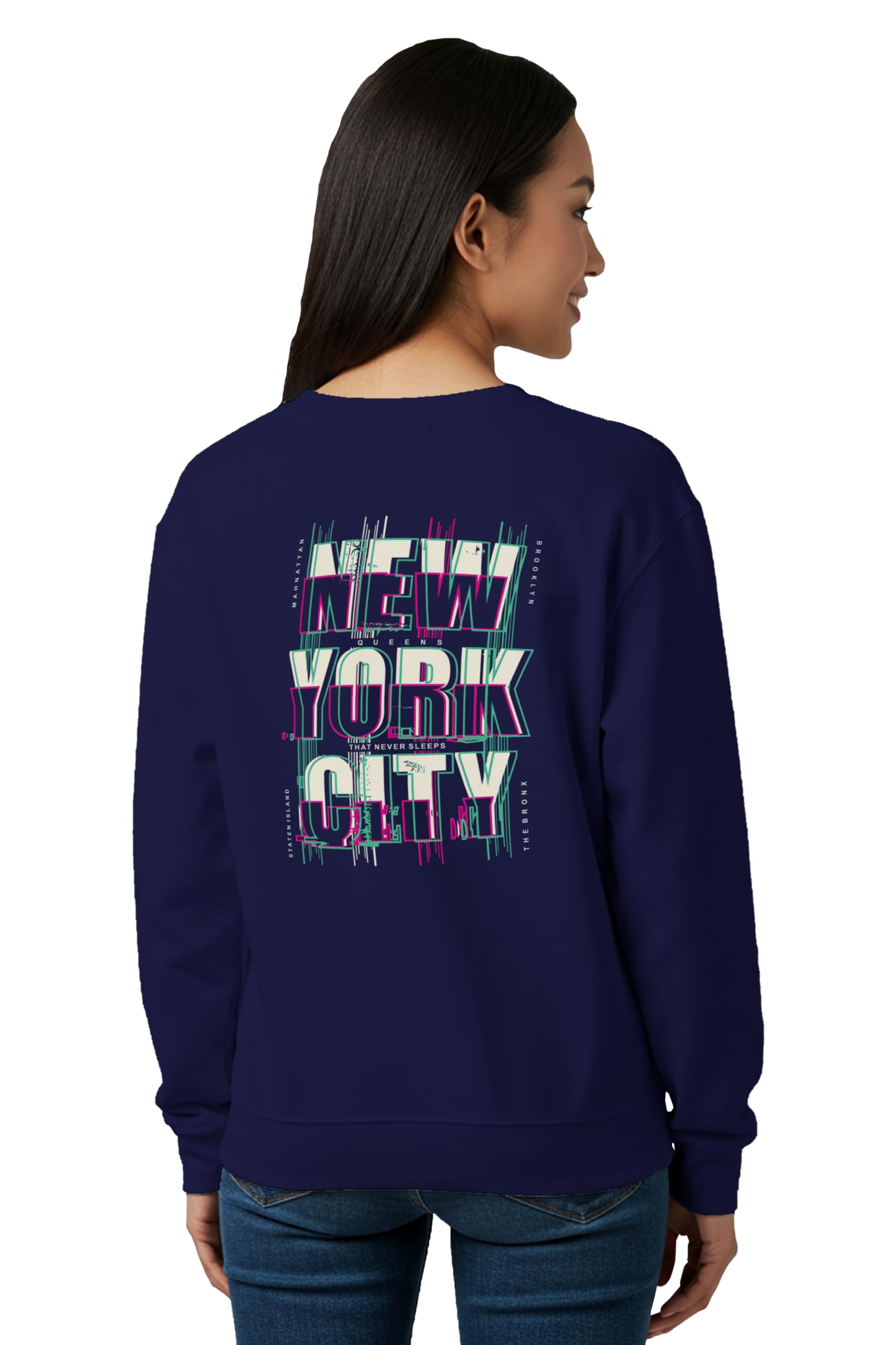 buy that trendz Winter Sweatshirt for Women New York City Multicolor Graphic Printed Round Neck Regular Fit Cotton Blend Gen Z Casual Sweatshirt-picture-31