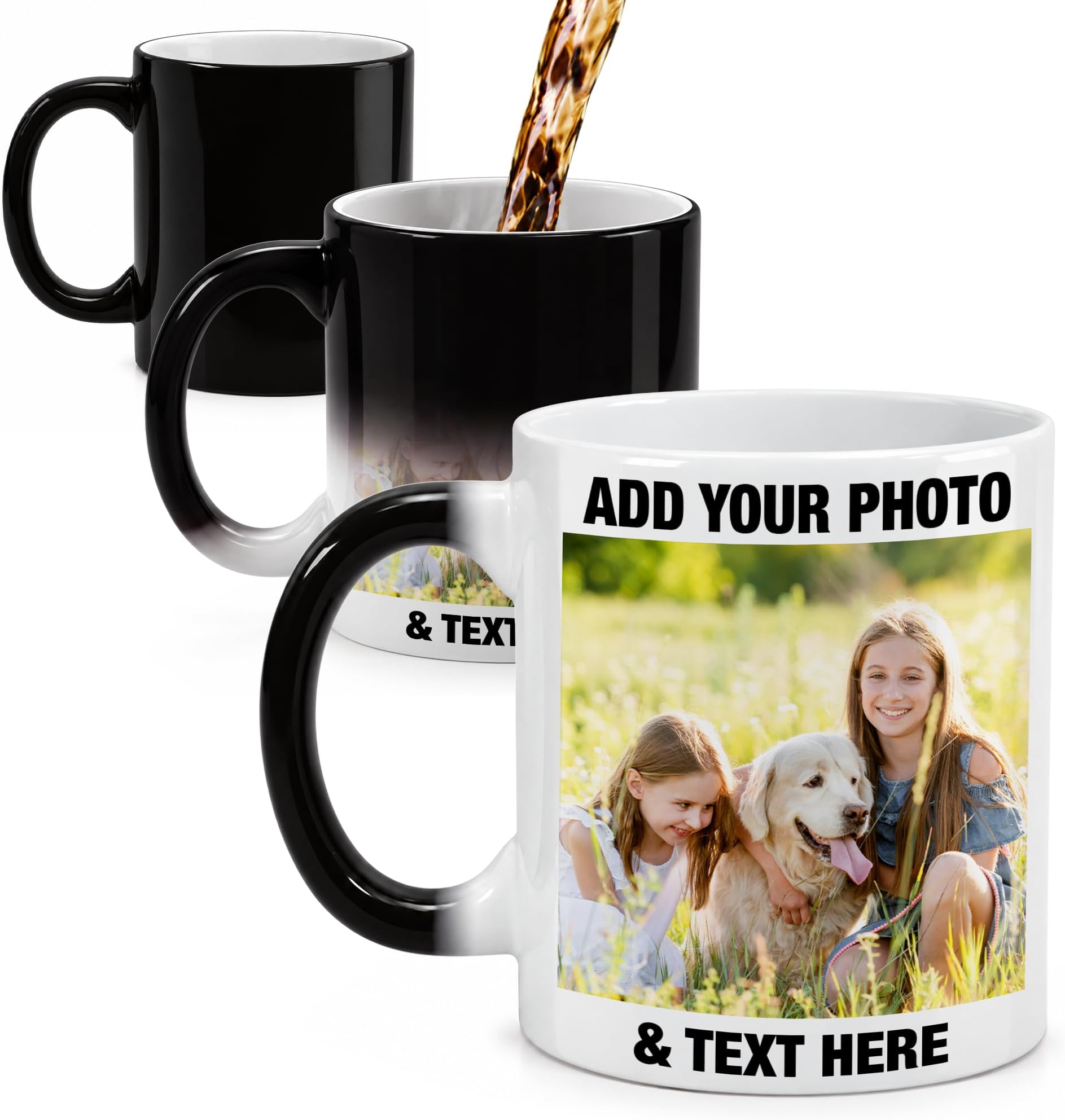 Printualist Custom Coffee Magic Mugs - Heat Sensitive Personalized Color Changing Cups Add Your Photo Text - Unique Gift for Family Friends Birthday Aniversary - 11 & 15 oz