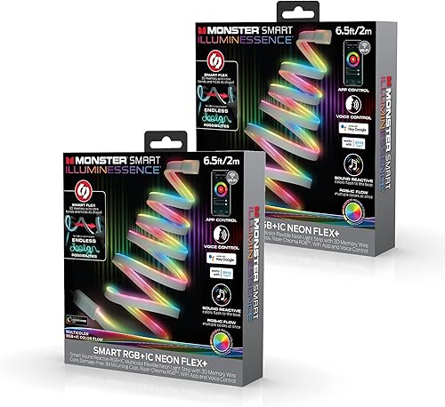 XTREME DIGITAL LIFESTYLE ACCESSORIES Paquete de 2 núcleos de alambre de memoria 3D con luz neón Flex de 65 pies haz formaspalabras personalizadas