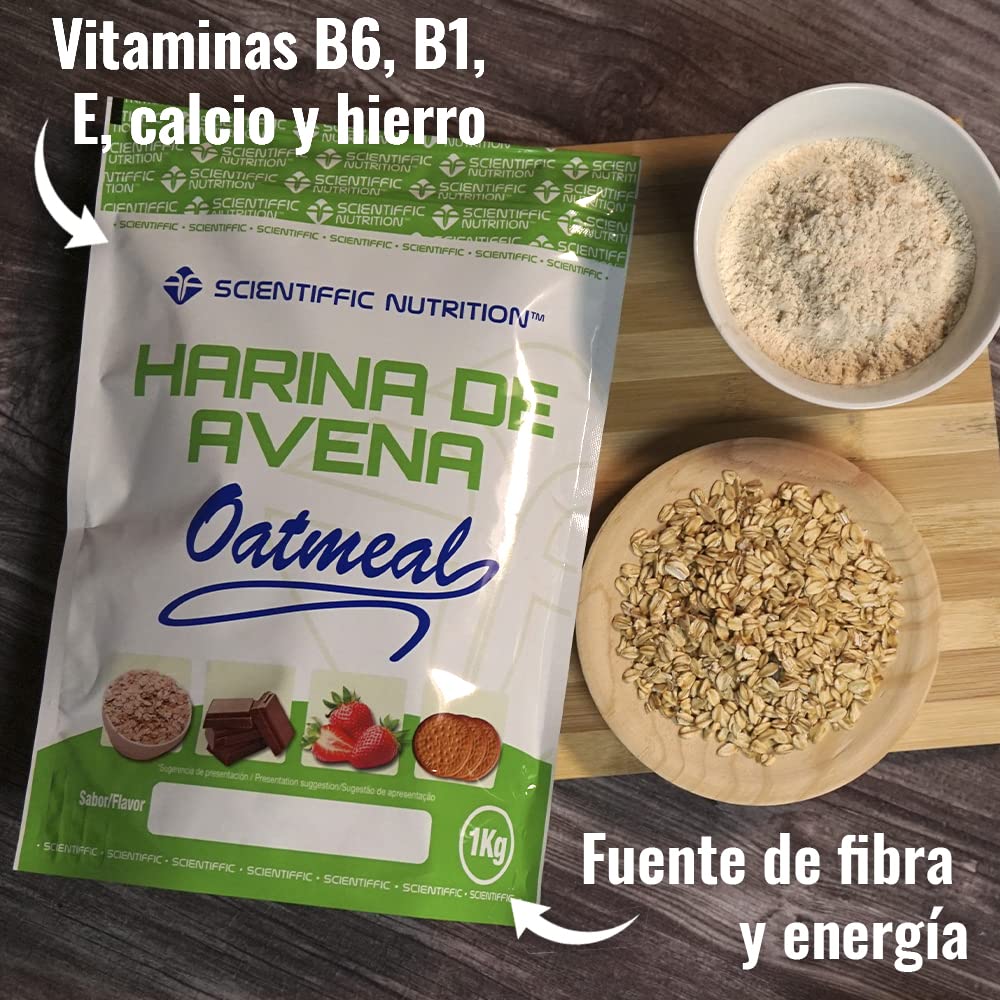 Scientiffic Nutrition - Harina de avena, Fuente de Proteínas, Baja en Azúcares, 100% Natural, Contribuye al Desarrollo de la Masa Muscular, Sabor Nuetro, Sin Sabor - 1 Kg — view 4
