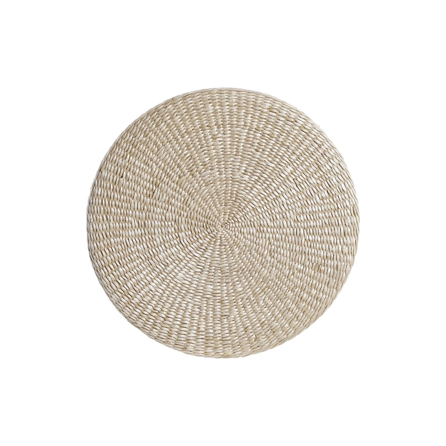 Coussin de sol en fibre 60x60x11 cm naturel grand pouf carré de salon