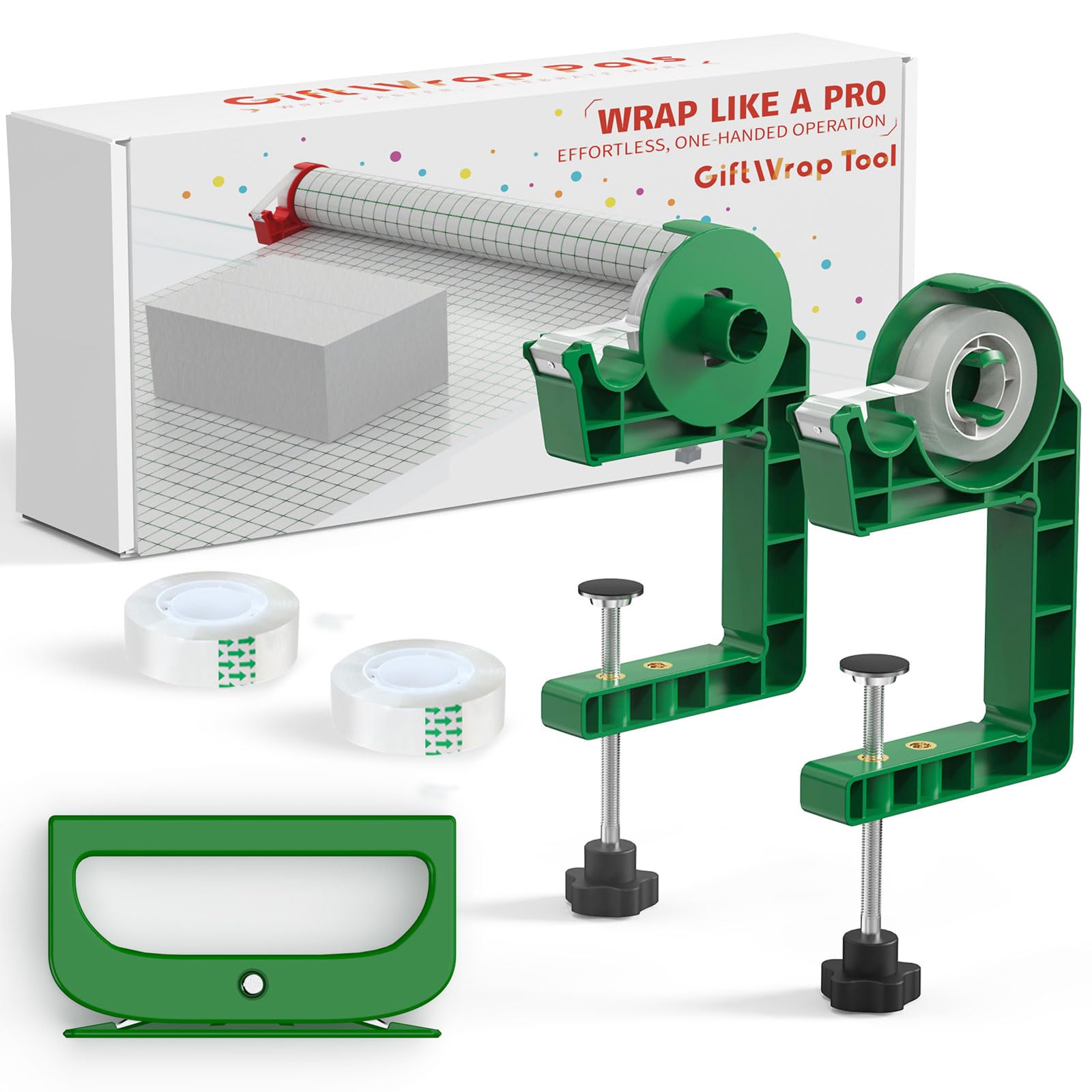 Wrapping Paper Holder, One-Hand Paper &amp; Tape Cutters, Green