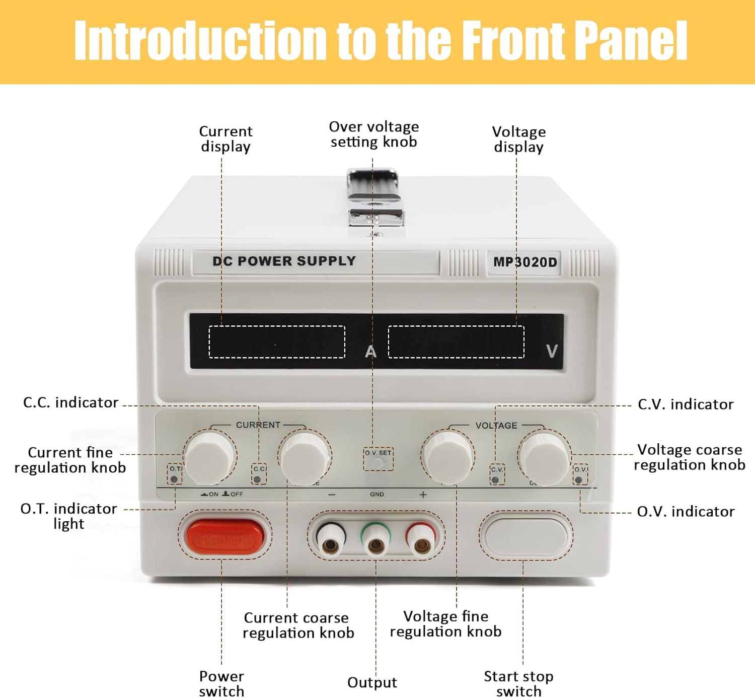 DC Power Supply Variable 0-30V 0-20A, Adjustable Switching Regulated DC Bench Power Supply, High Precision 4-Digit Multiple Protection
