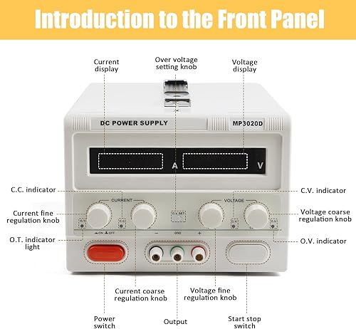 Miniatura 3 de Fuente de alimentación de CC variable 0-30V 0-20A, fuente de alimentación de banco de CC regulada de conmutación ajustable, protección múltiple de 4