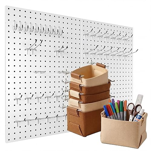 Spampur Peg Board, 4 Pack Metal PegBoard Organizer with Accessories,