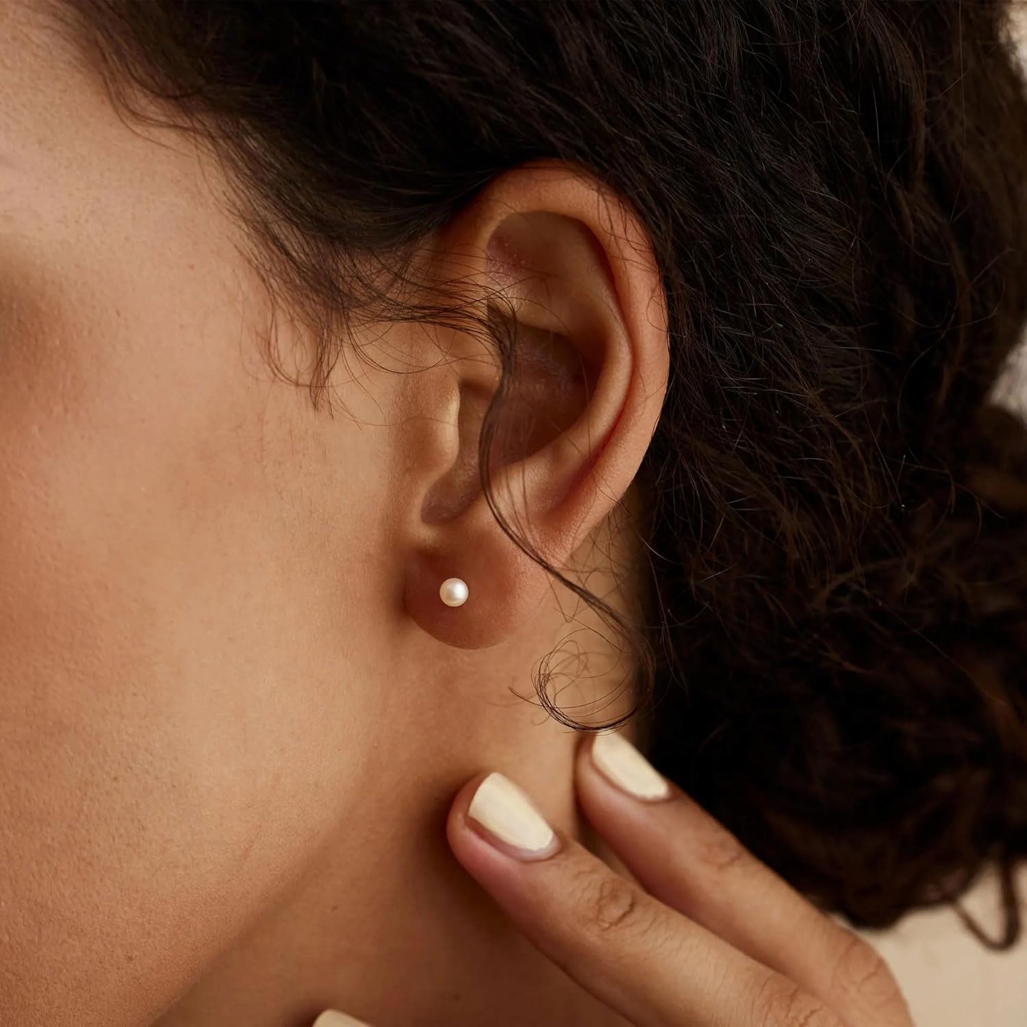 WFYOU Pearl Earrings for Women 925 Sterling Silver Earring 14K Gold Plated Pearls Stud Earrings for Women Trendy White 5 6 7 8 9 10MM Pearl CZ Diamond Hypoallergenic Earring Jewelry Gift - Image 2