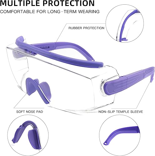 Miniatura 4 de WEYMENG Gafas de seguridad sobre anteojos, anti niebla, gafas protectoras con marco ajustable para hombres y mujeres