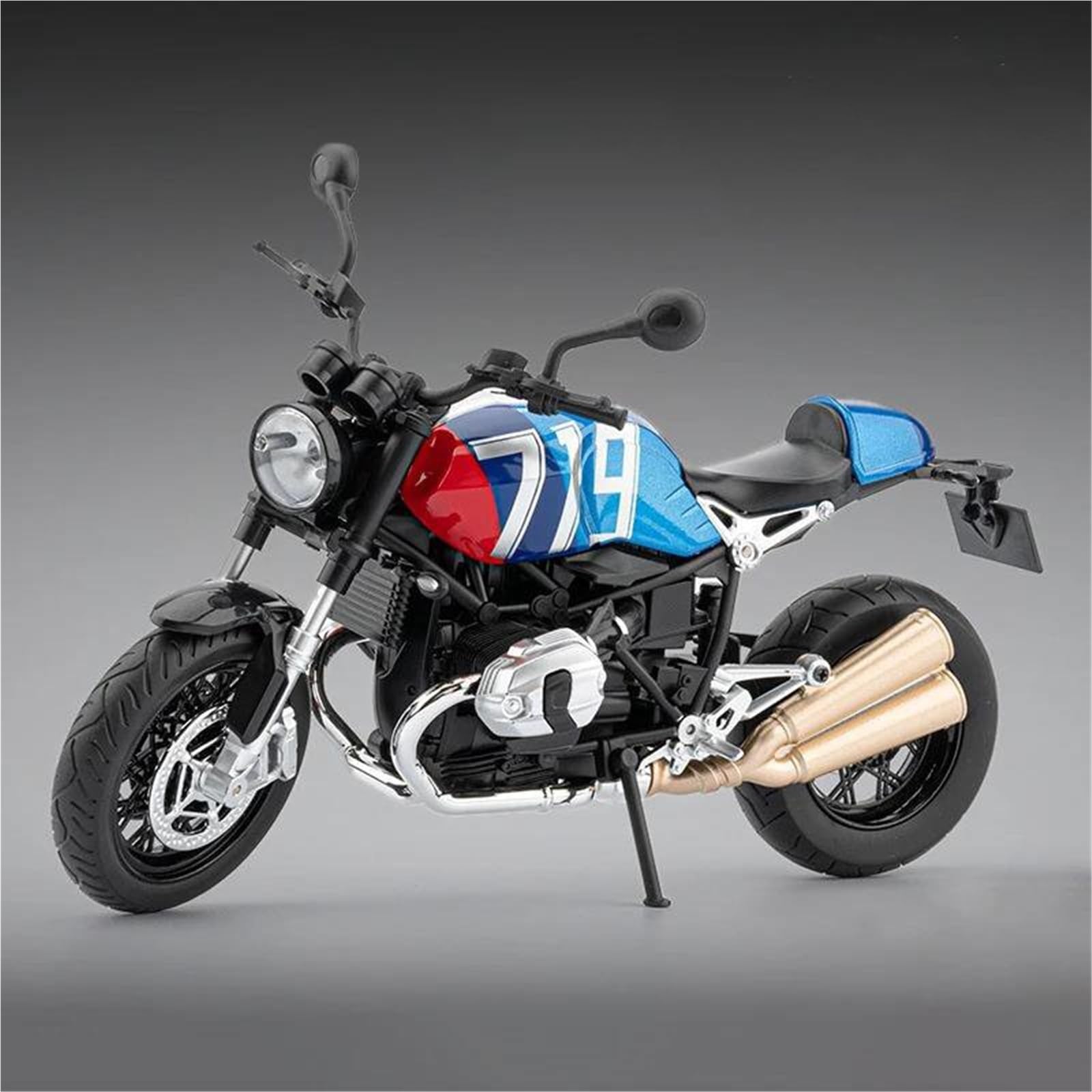 Modello in Scala Modellino Pressofuso Statico in Scala 1:9 per BMW R Nine T, Collezione di Modellini Motociclette in Lega(Blue)