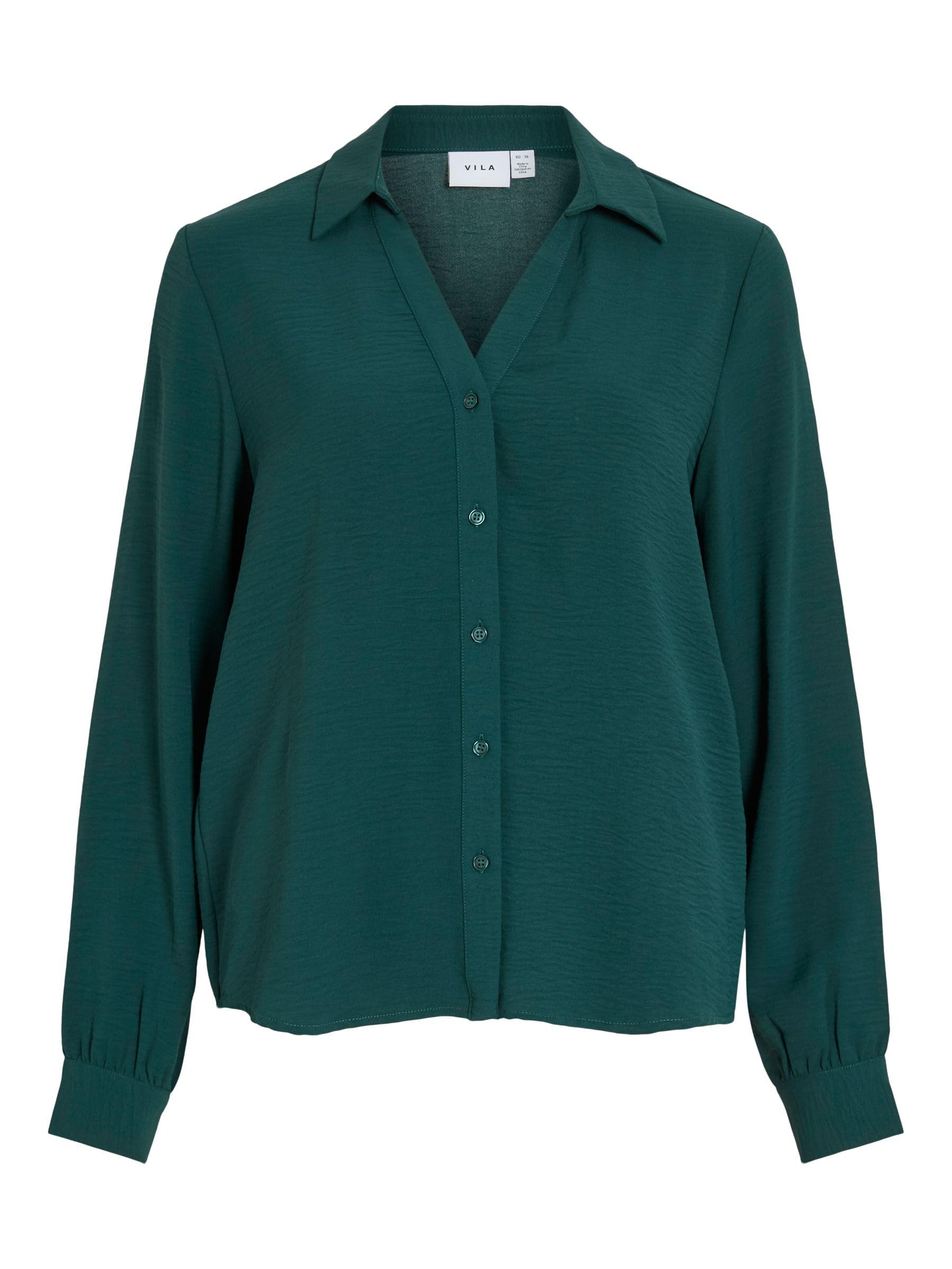 Vila Vijosa L/S V-Neck Shirt - Noos, Ponderosa Pine, 8