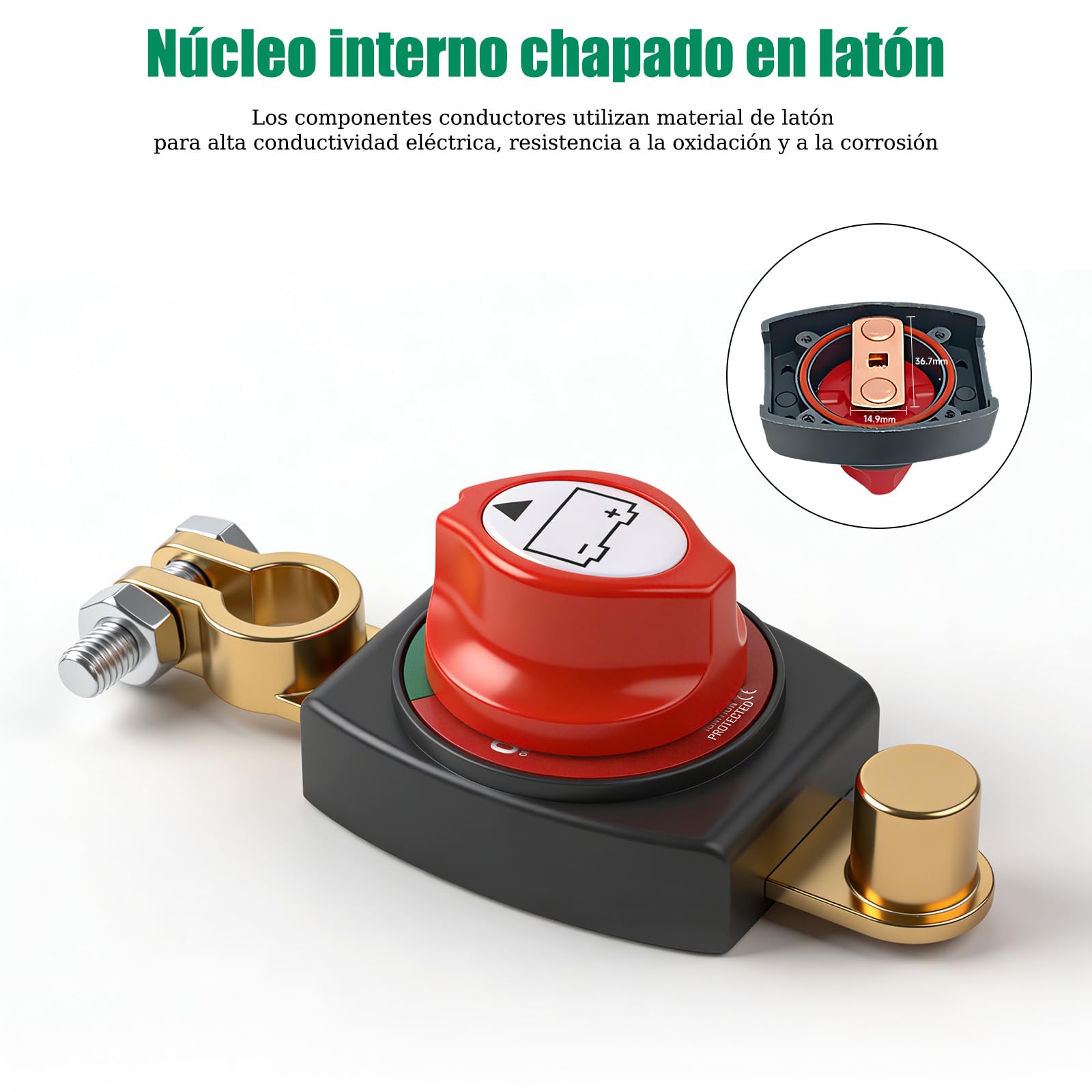Desconectador de Bateria, Cortacorrientes De Bateria Coche 12V-48V Aislador de Batería Interruptor de Apagado para Coche, Camión, Moto, Caravana, Barco