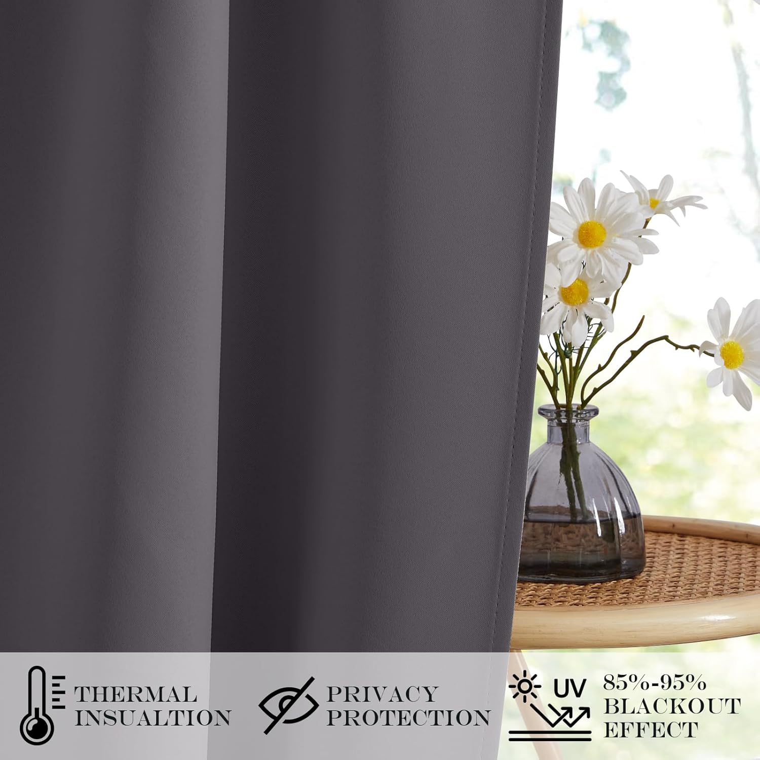 NICETOWN Doorway Curtains - 80 Inch Length Thermal Insulated Blackout Single Panel Drape Room Divider Cover/Shade,Temporary French Door Curtain for Bedroom/Closet, Grey, 42" Wide