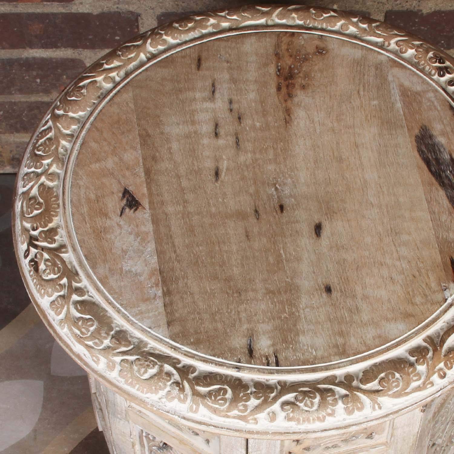 Marokkaanse bijzettafel, salontafel van massief hout, oriëntaals, 52 cm, vintage tafel van massief hout met messing versierd voor je woonkamer, lage Oosterse banktafel, massief houten tafel, bruin