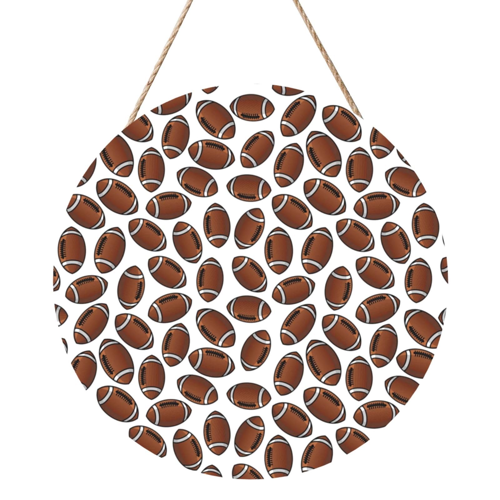 InOmak American Football Rugby Balls, Round Wood Panel Painting 12 in, Wall Hanging Painting For Home