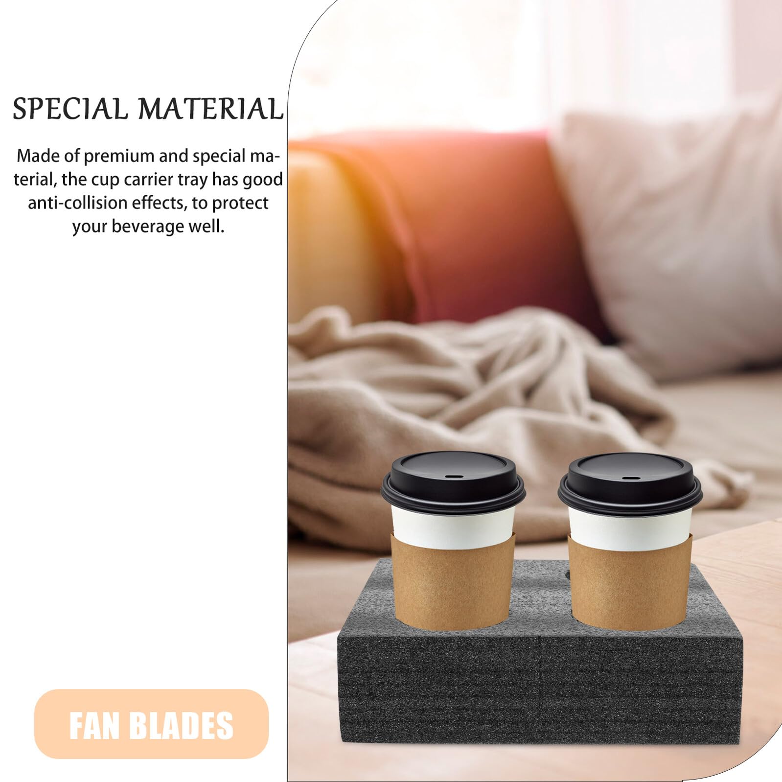 4 piezas Bandejas Portavasos Perlas Negras Soporte Anti-caídas para Bebidas para Llevar para Cafeterías Oficinas y Restaurantes con Portavasos Dobles y Cuádruples Ligero y