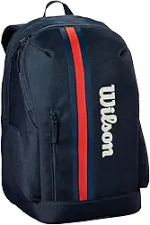 WILSON Mochila de tênis da equipe 2025 - azul marinho/vermelha, comporta até 2 raquetes