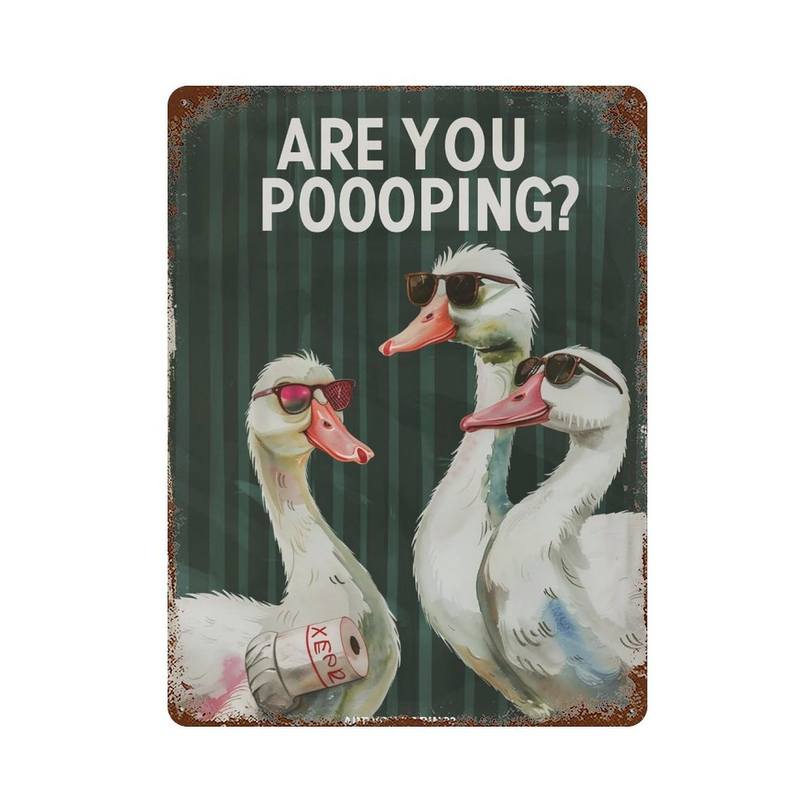 FHUYEURHRY Duck Bathroom 01 Wall Decor Retro Iron Vintage Art Metal Tin Sign Poster Modern Home Cofffee Club Art Bar Shop Decorations Style-16 40x30cm