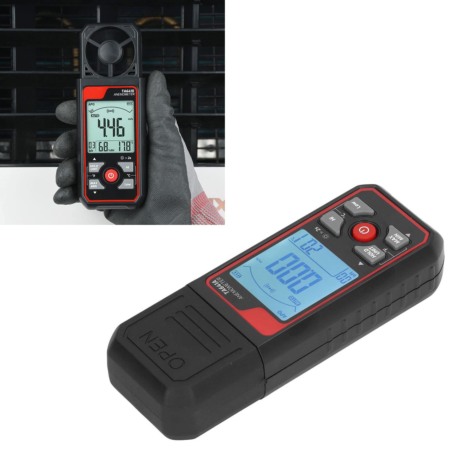 8-Blatt-Anemometer, Digitaler Hand-Windgeschwindigkeitsmesser, Hochgenauer Windgeschwindigkeitsmesser, Messbereich 0,06 Bis 30,0 M/s