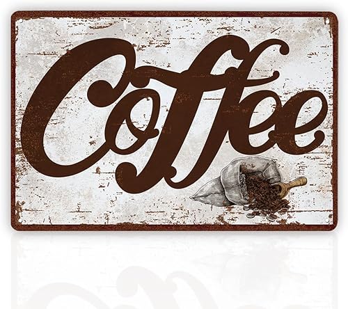 Letrero de metal vintage de café, arte de pared de café, letreros de metal para cafetería, letrero de decoración de cocina, decoración del hogar,