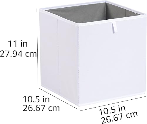 Miniatura 5 de Yaxa Basics Contenedores organizadores de cubos, cestas de almacenamiento plegables para estantes, color blanco, paquete de 6, 10.5 x 10.5 x 11