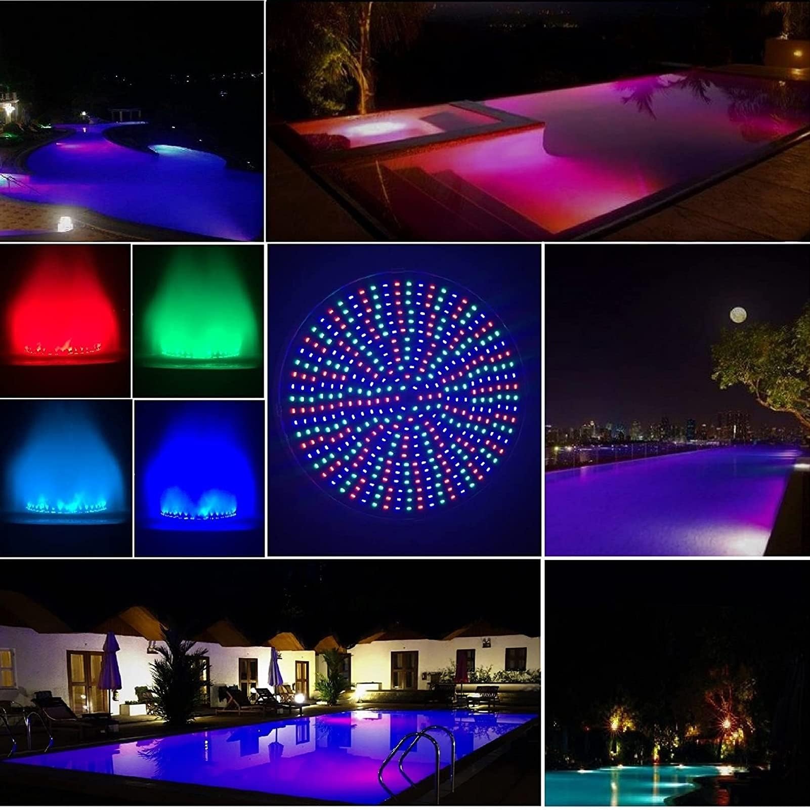 Spot LED sous Marin - 45W Lumière LED Submersible, avec Ampoules de Piscine RGB PAR56 télécommandées,Sources de lumière PAR38 colorées, lumières sous-Marines spéciales pour piscines