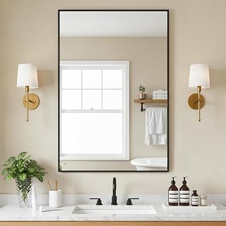 FICTOR 36x24 Black Framed Bathroom Vanity Mirror - Shatterproof, Anti-Rust Aluminum, Wall Mount for Bathroom, Bedroom, Entryway
