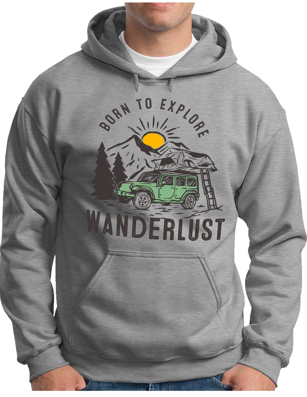 OM3® Adventure Camping Wanderlust bluza z kapturem | męska | camper turystyka piesza dzika górska kemping | bluza z kapturem S - 4XL