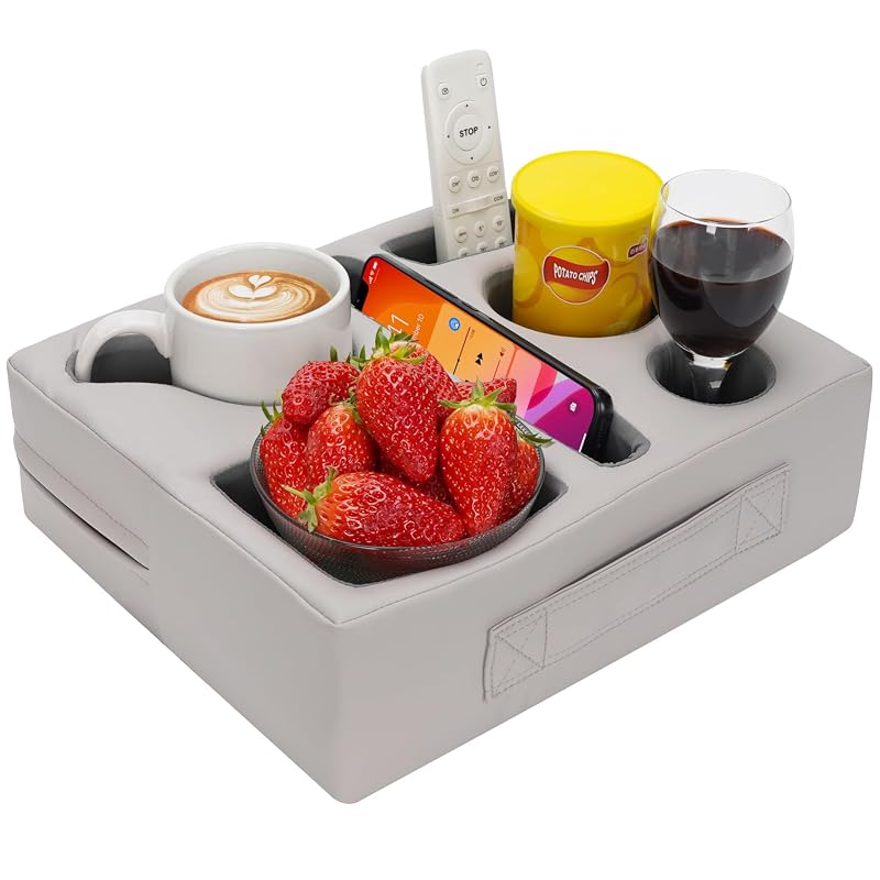 Bandeja Organizadora com Porta-Copos para Sofá, Cama, Carro, Barco e Motorhome G GOOD GAIN Light Pugray GAPB23-092