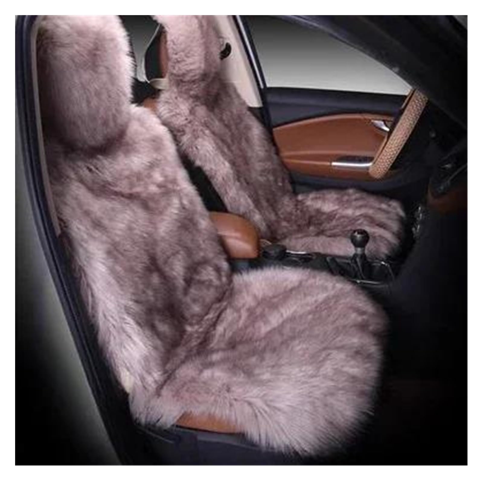 DZSYBUIGB Car Seat Covers - Warm Plush Universal Long Wool Fur Front Seat Protect Cushion Mat - Auto Accessories - Wolf Blue