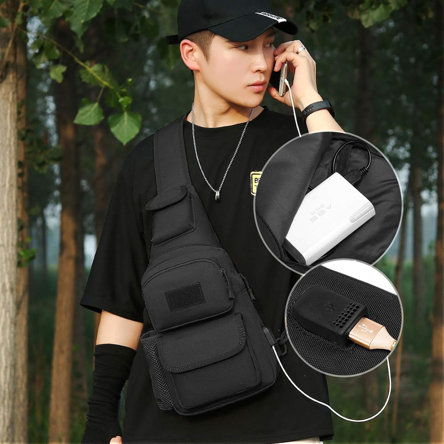 BAIGIO Sling Bag Tactical Military Chest Bag Crossbody Shoulder Bags for Men Women, Cross Body Pack Backpack for Traveling Cycling Sports Climbing Hiking