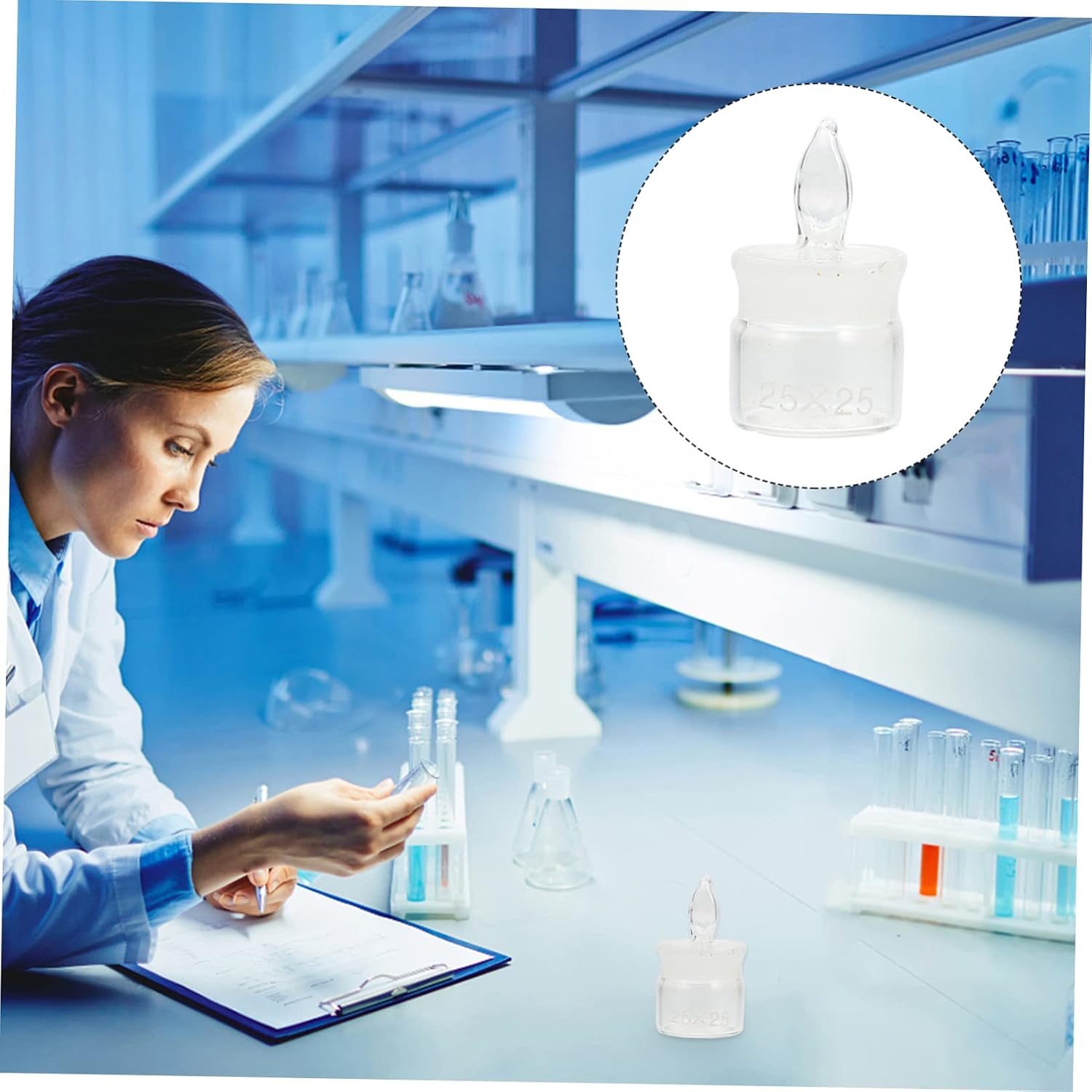 CHILDWEET 5pcs Glass Weighing Jars Compact Chemical Sample Holders for Lab Use Versatile Weighing Bottles Lids for Laboratory and Research Applications