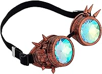 Vista 31 de Gafas de caleidoscopio retro con pinchos, gafas de cristal arcoíris steampunk estilo soldadura, gafas de cosplay punk