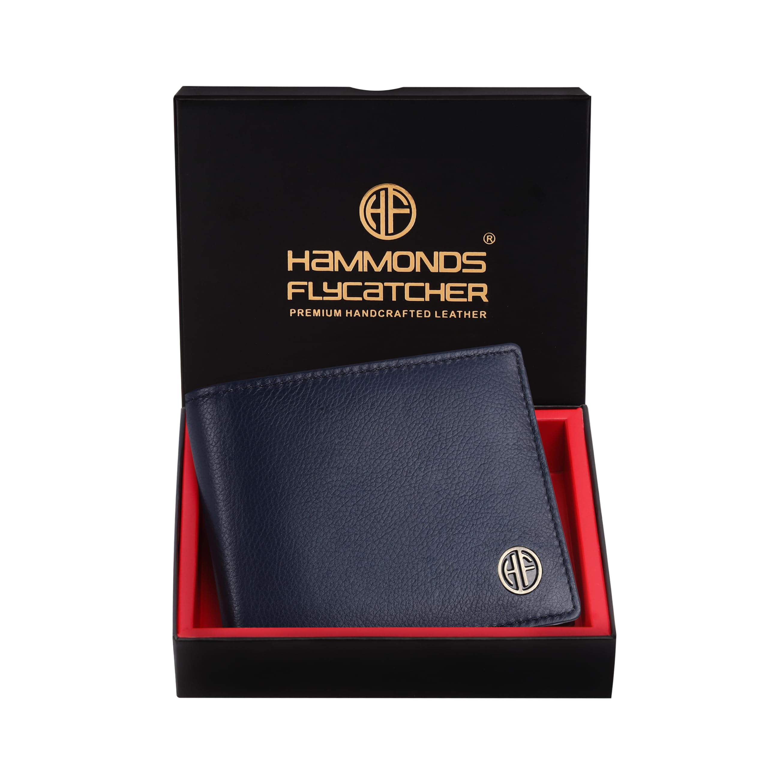 HAMMONDS FLYCATCHER RFID Protected Bi-Fold Wallet for Men Leather Original, Mens Wallet, Leather Wallets for Men, Stylish Purse with 6 Card Slots, 1 ID Slots, Coin Pocket, Mens Gift - Blue