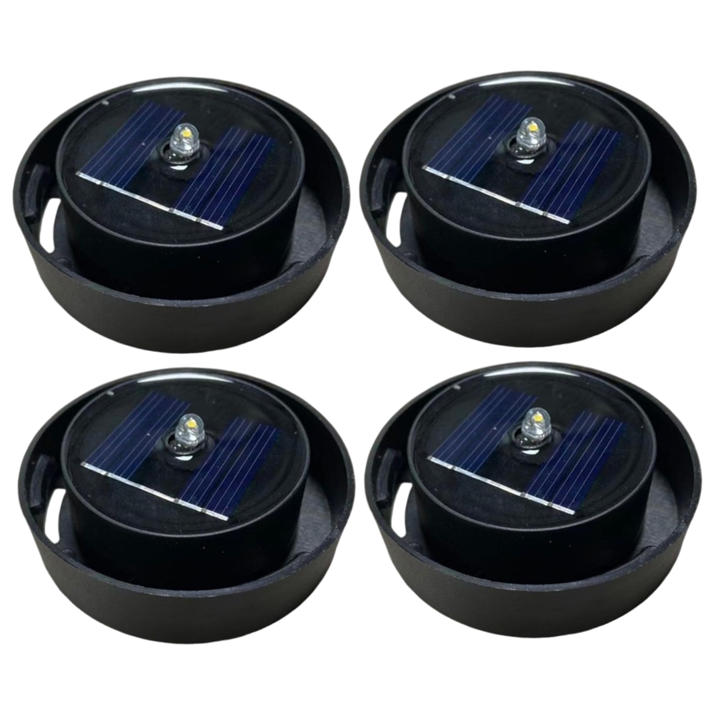 Xweptuy Replacement Solar Light for Lantern, 4PCS Solar Light Replacement Parts LED Battery Box with Switch for Lantern & Garden Lights, Black, 2.5 inch
