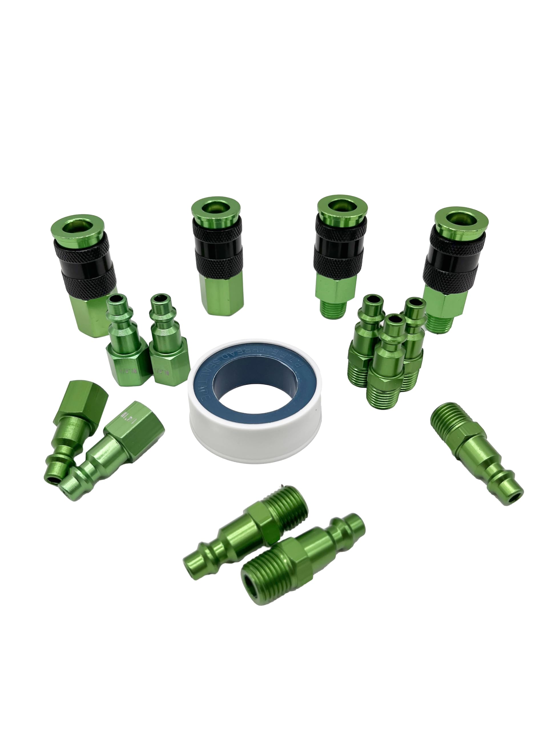 SYXQT 1/4-inch air hose fittings,air compressor quick connect fittings,15 Pieces Air Coupler and Plug Kit,Heavy Duty Aluminum, Lightweight Connector