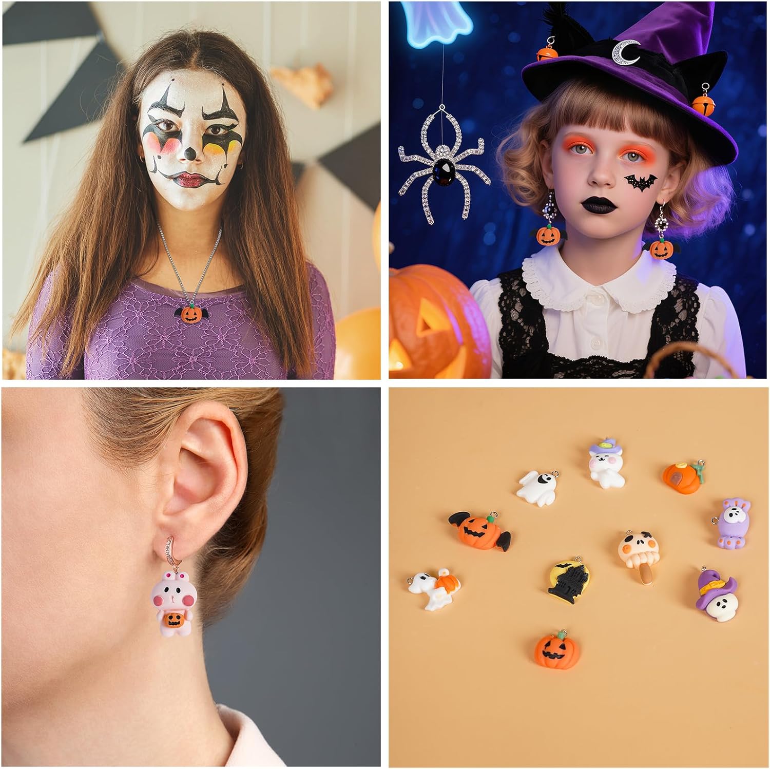 60PCS Halloween Mini Resin Charms Figures 15 Styles Mini Flatback Pumpkin Grimace Smile Pumpkin Miniature Halloween Resin Charms for Jewelry Making DIY Craft Necklace Earrings Keychains - Image 5