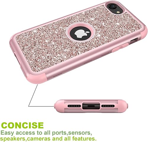 Miniatura 6 de Asuwish Phone Case for iPhone 7plus 8plus 78 Plus Cell Cover Hybrid Rugged Bling Glitter Full Body Hard Heavy Duty Slim Accessories i Phone7s 7s +