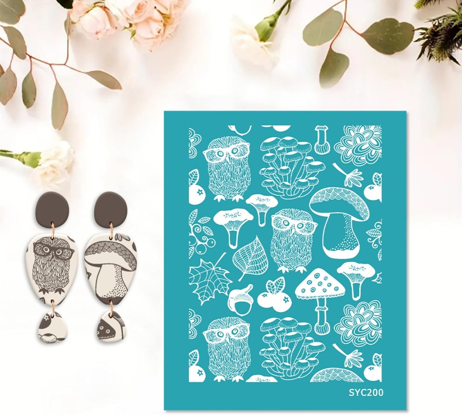 Briartw 6 Pattern Clay Silk Screen Stencil Set for Polymer Clay – Animal & Nature Earring Collection - DIY Craft Templates – for Polymer Jewelry,Earrings,Sculpting & Decorative Art - 4.13x3.35 Inch