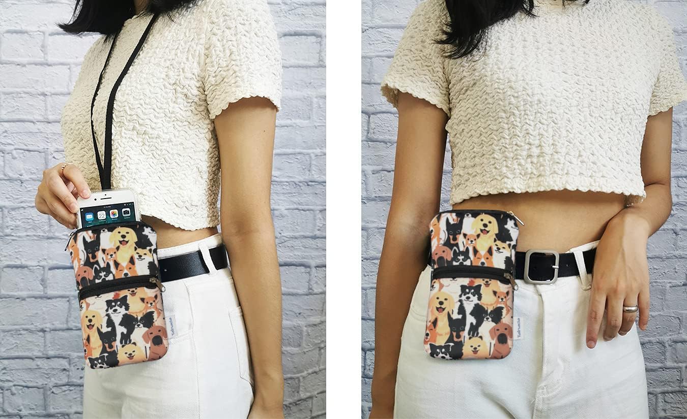 Tainada 2-Zip Neck Phone Pocket Bag w/Belt Loop (Doodle Dogs Style 1) image 2