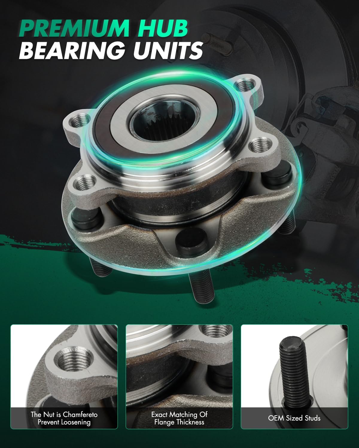 SCITOO Wheel Hub Bearing fit For 2014-2017 For Mazda 3 2016-2017 For Mazda CX-3 Compatible For OE 513354 Front 5 Bolts 1 pad