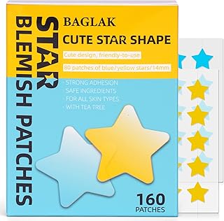 BAGLAK Star Shape Pimple Patch/Stickers To Cover Facial Blemishes -160 Patches - Yellow & Blue, Hydrocolloid Spot Dots