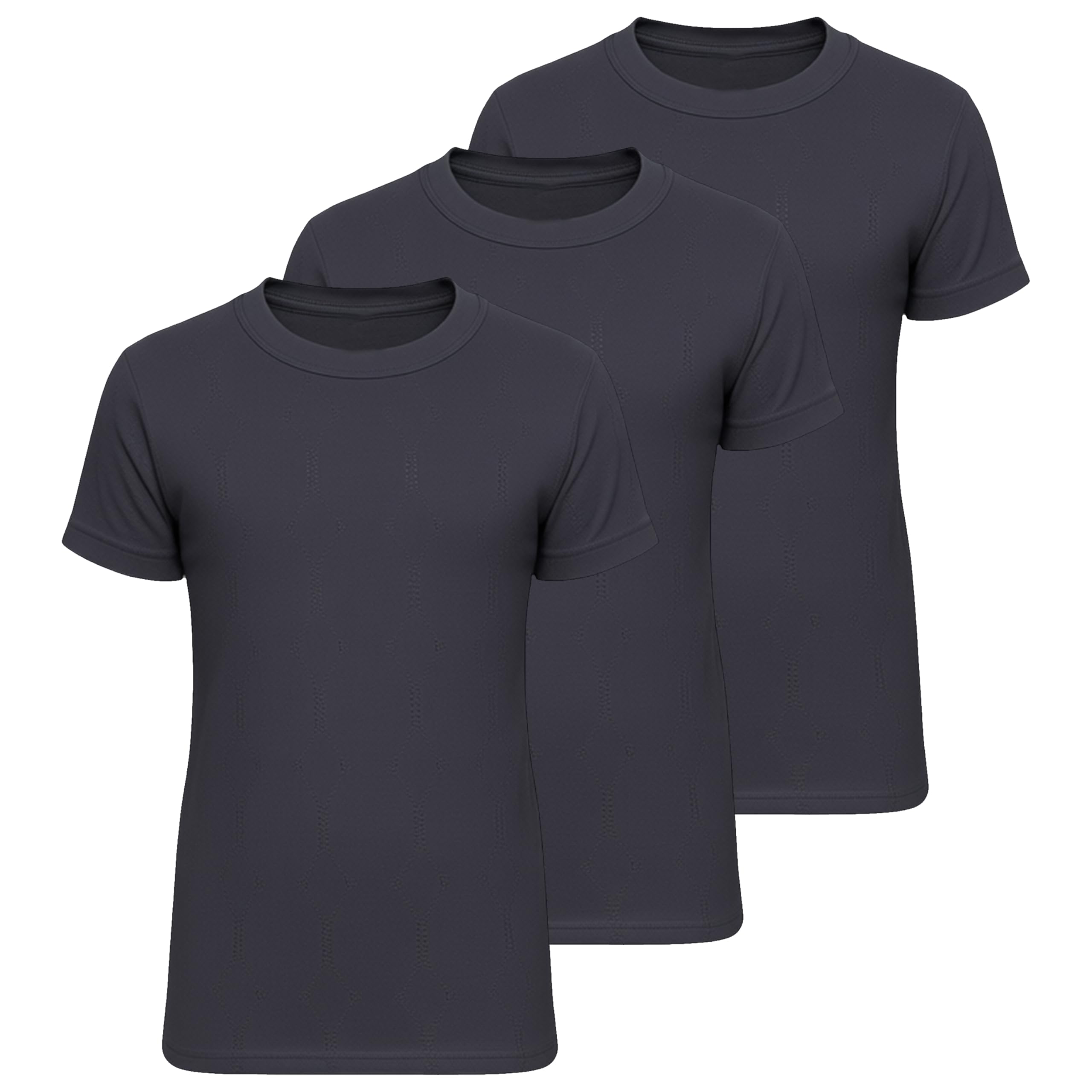 Octave Girls Charcoal Octave® Pack Of 3 Kids Thermal Vests, Thermal Underwear Short Sleeve Vest/Top, Soft Base Layer, Warm Winter Wear, Fully Brushed, Kids Thermal Underwear For (3-5 Years,)