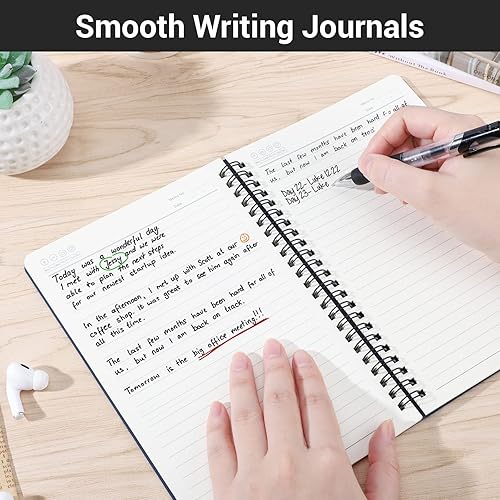 Miniatura 6 de EUSOAR - Cuaderno rayado A5 con espiral, para escritura, viajes, notas, diario, bocetos, para estudiantes, oficina, negocios, tapa azul royal,