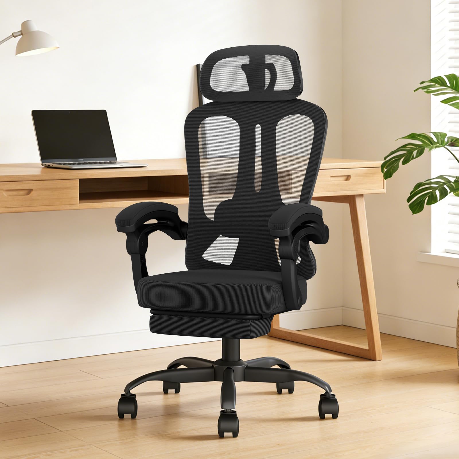 WUPY Mesh Office Chair with Footrest & Headrest, Ergonomic Computer Chair — image 1