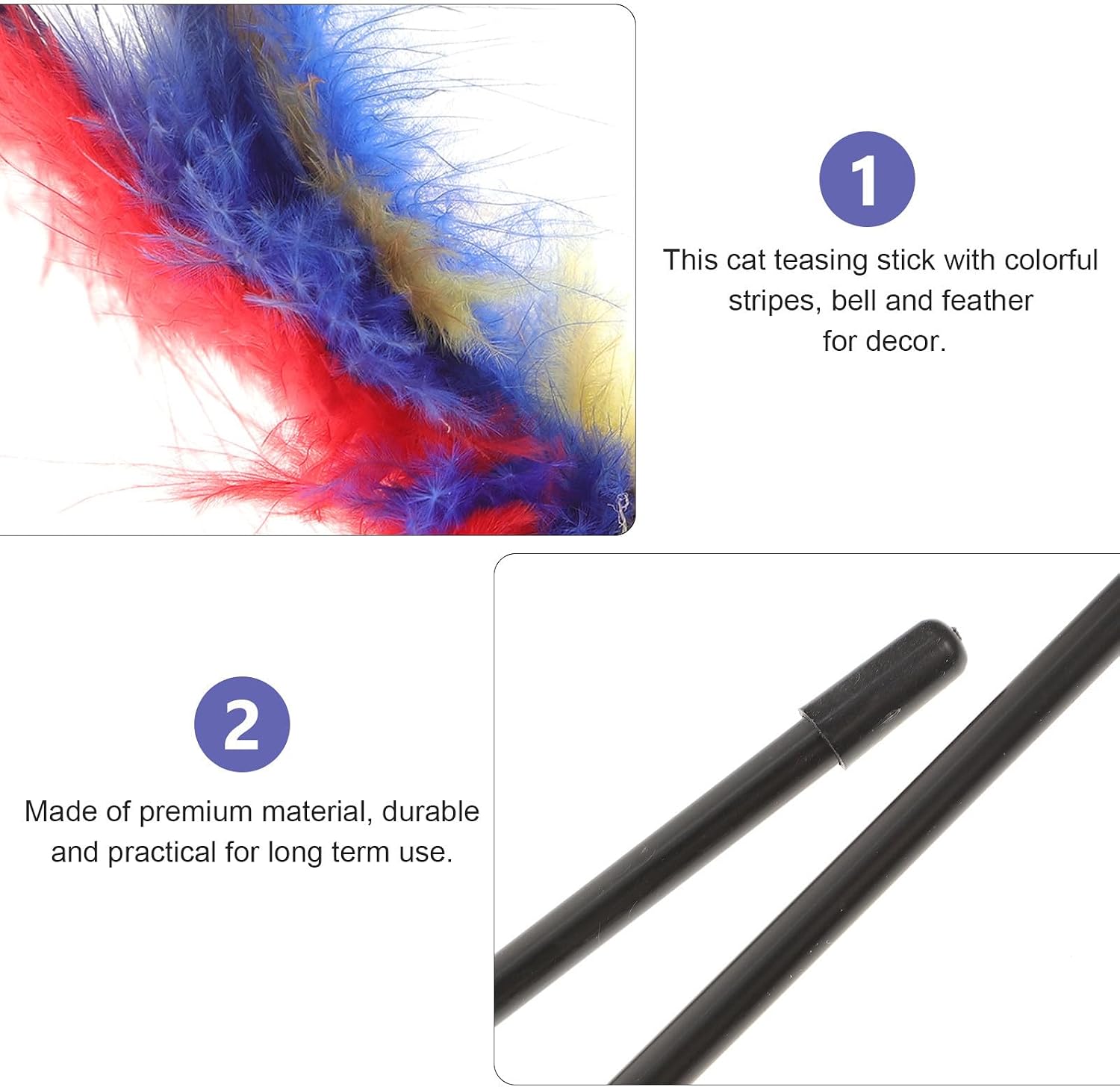 Cat Teasing Stick Decorative Cat Teaser with Bell, Lightweight 2pcs image 3