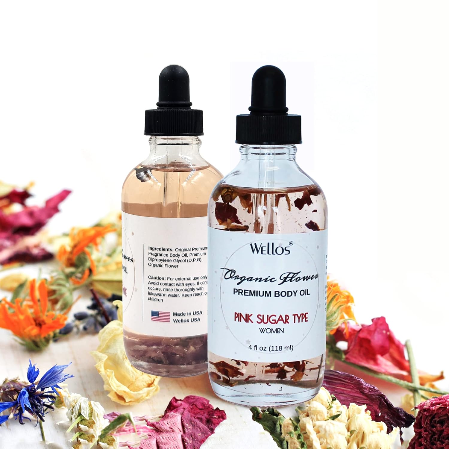 Wellos Organic Flower Premium Body Oil 4 Fl Oz (118ml