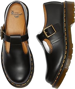 Amazon.com | Dr. Martens Women's Polley Shoe, Black Smooth, 3