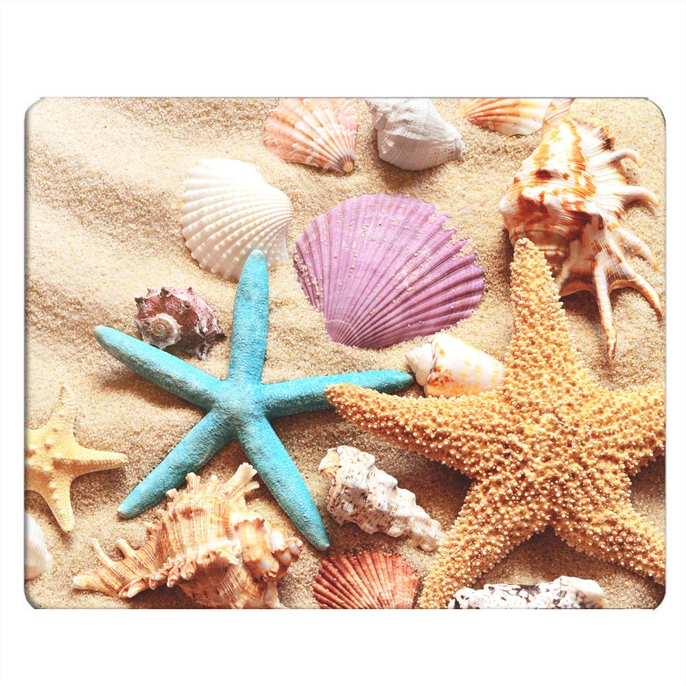Nicokee Seashell Gaming Mousepad Colorful Seashell Starfish On Beach Mouse Pad Mouse Mat for Computer Desk Laptop Office 9.5 X 7.9 Inch Non-Slip Rubber